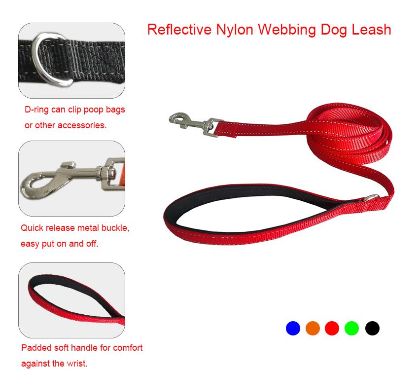 светоотражающий нейлоновый поводок reflective nylon dog leash